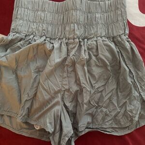 Free People Movement Shiny Gray Elastic Waist Shorts XL